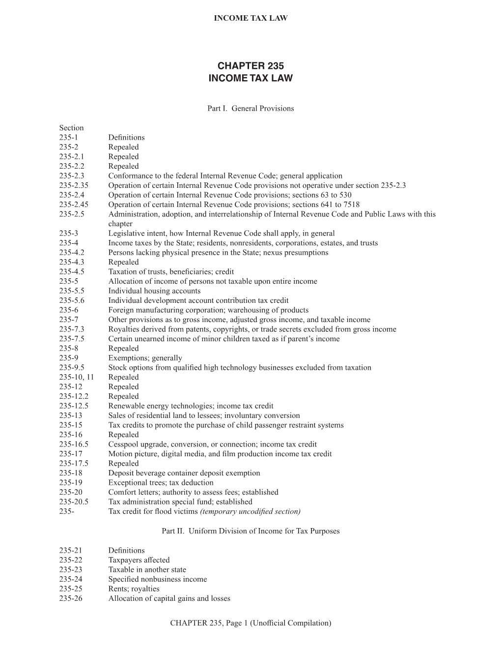 (Unofficial Compilation) INCOME TAX LAW ﻿