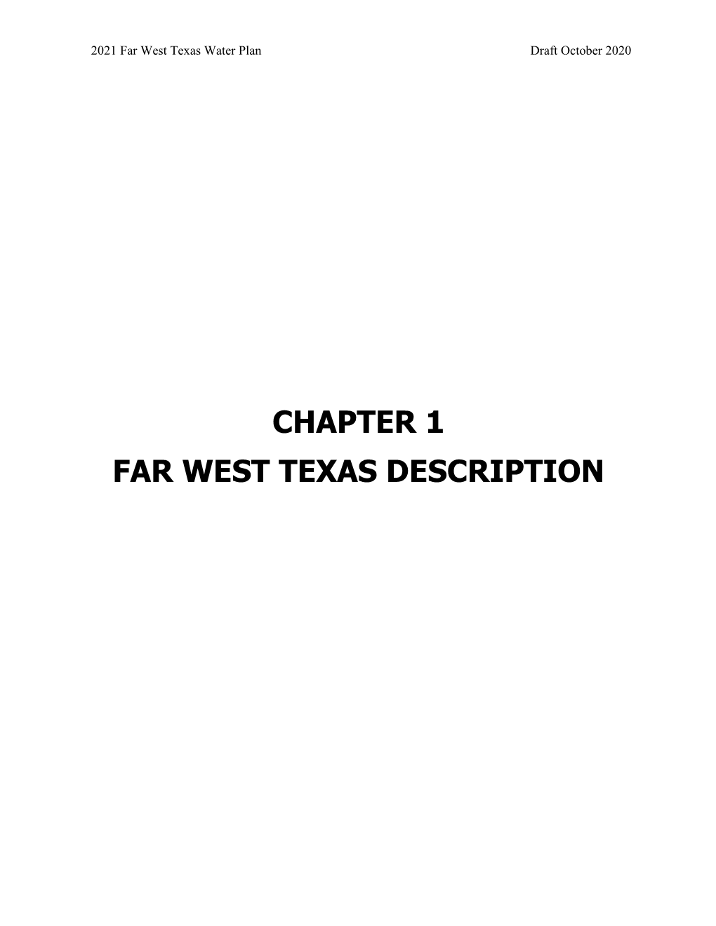 Chapter 1 Far West Texas Description