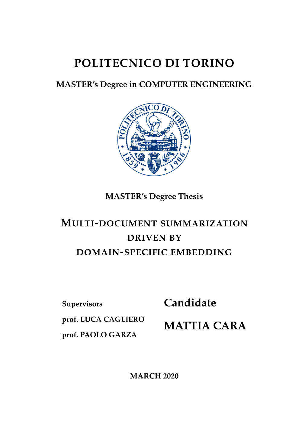 Multi-Document Summarization Drivenby Domain-Specific Embedding