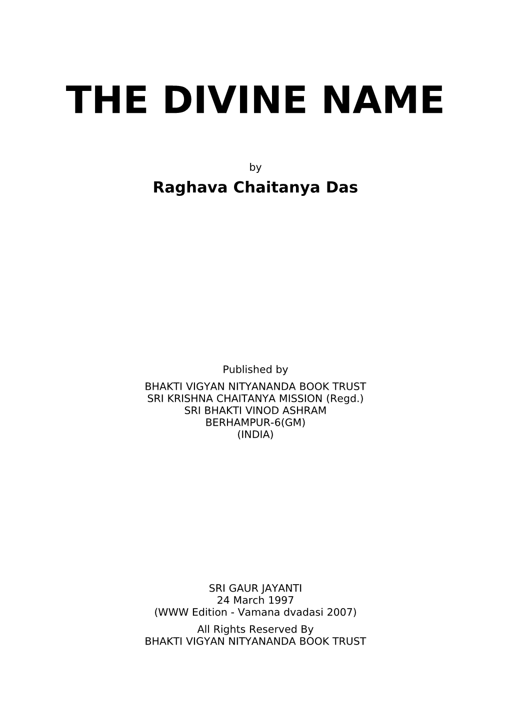 The Divine Name