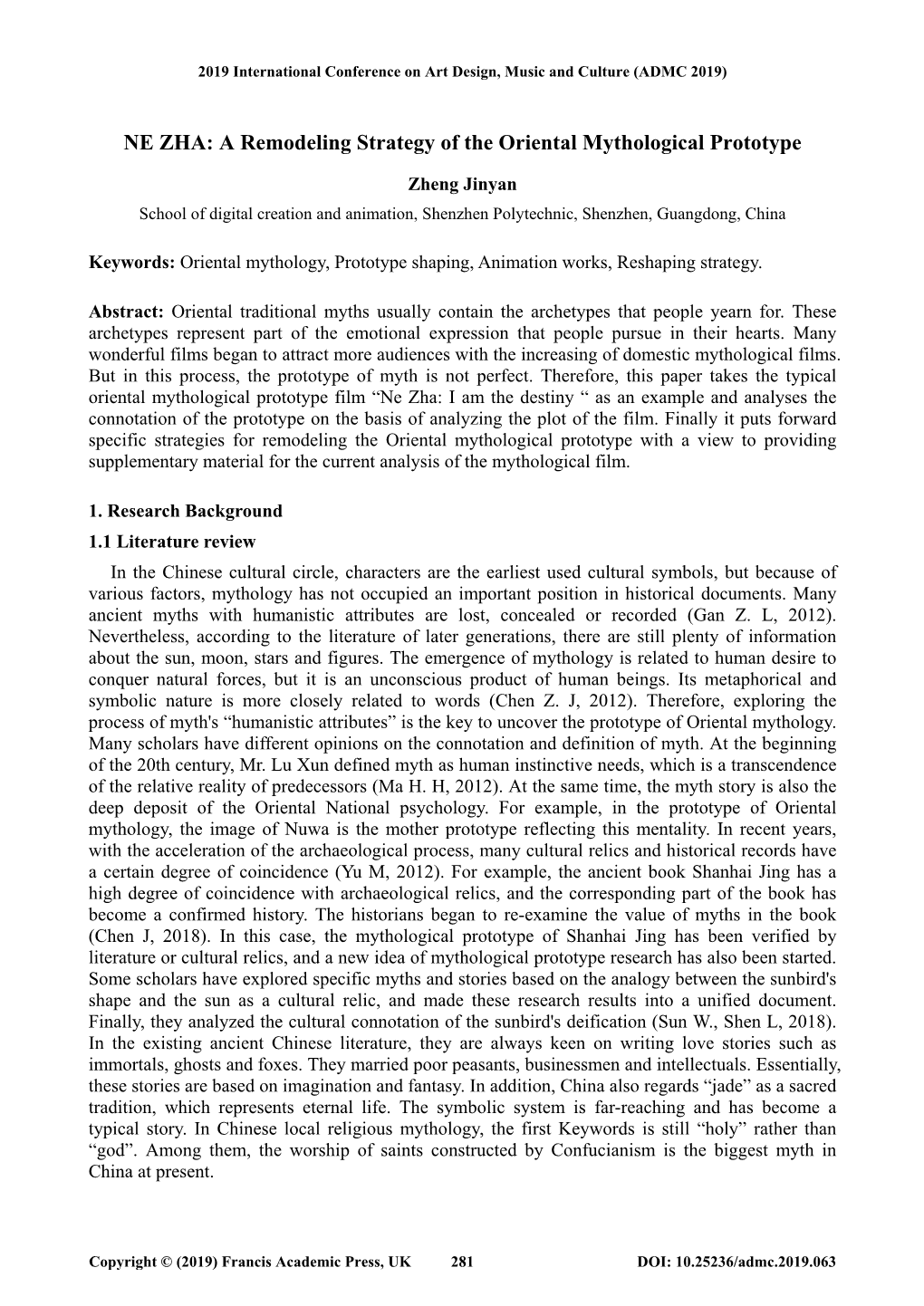 NE ZHA: a Remodeling Strategy of the Oriental Mythological Prototype