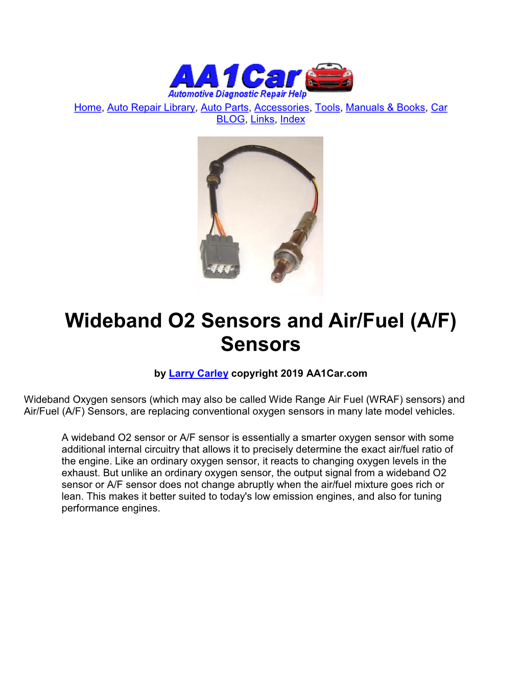 Wideband O2 Sensors and Air/Fuel (A/F) Sensors