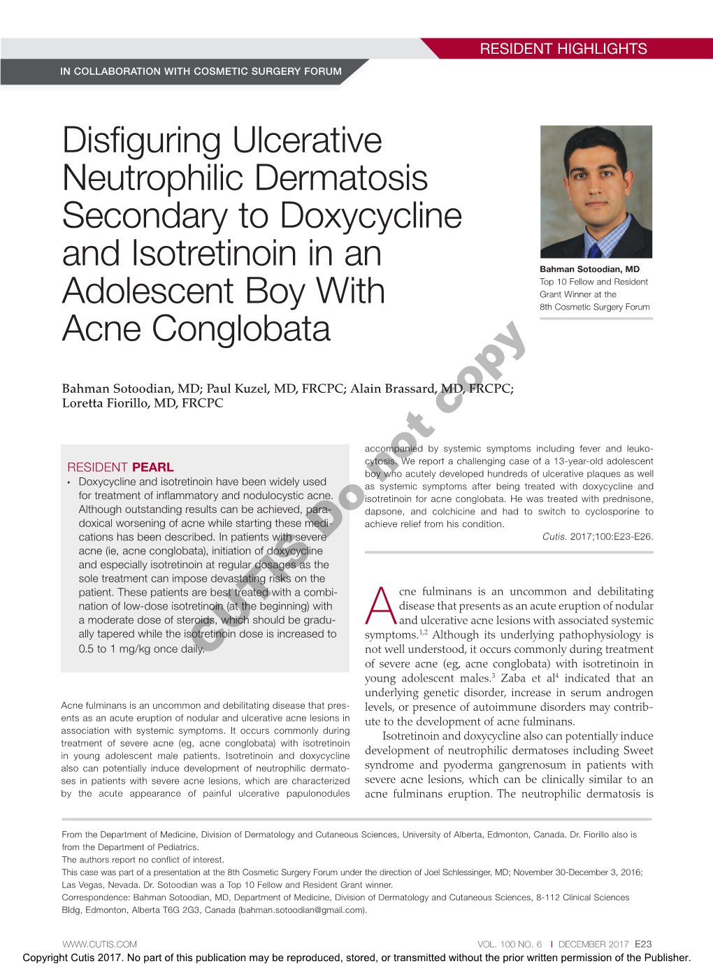 Disfiguring Ulcerative Neutrophilic Dermatosis Secondary To