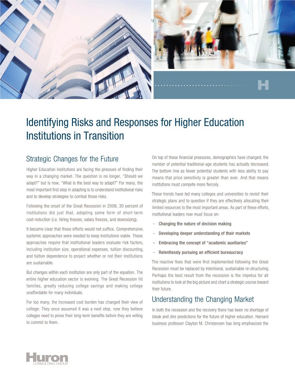 Identifying Risks and Responses for Higher Education Institutions in Transition