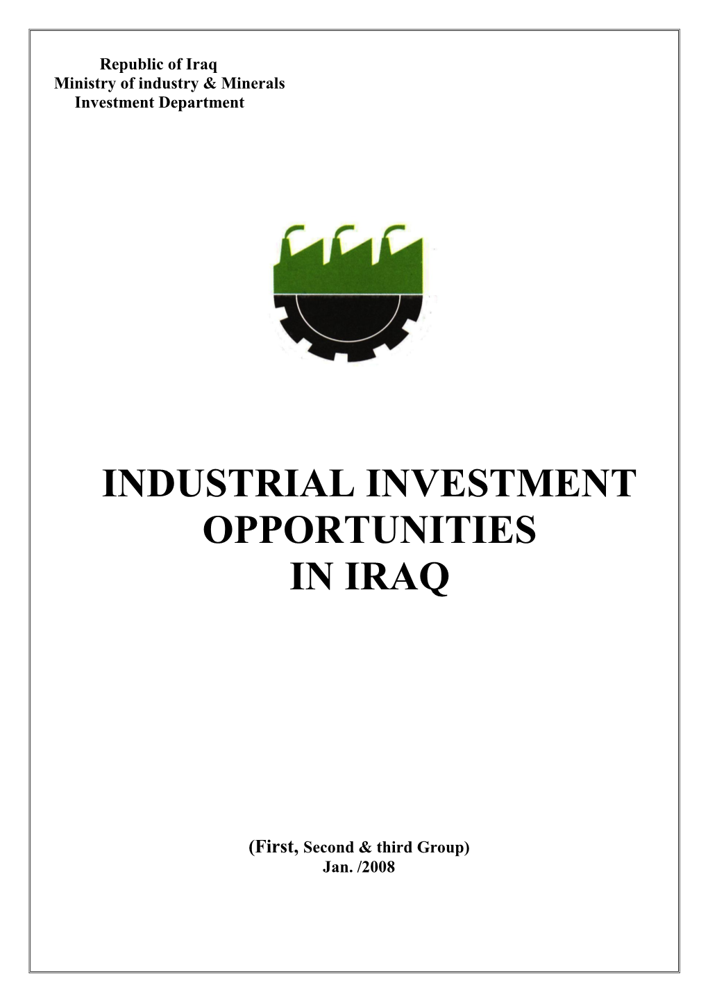 Industrial Investment Opportunities in Iraq