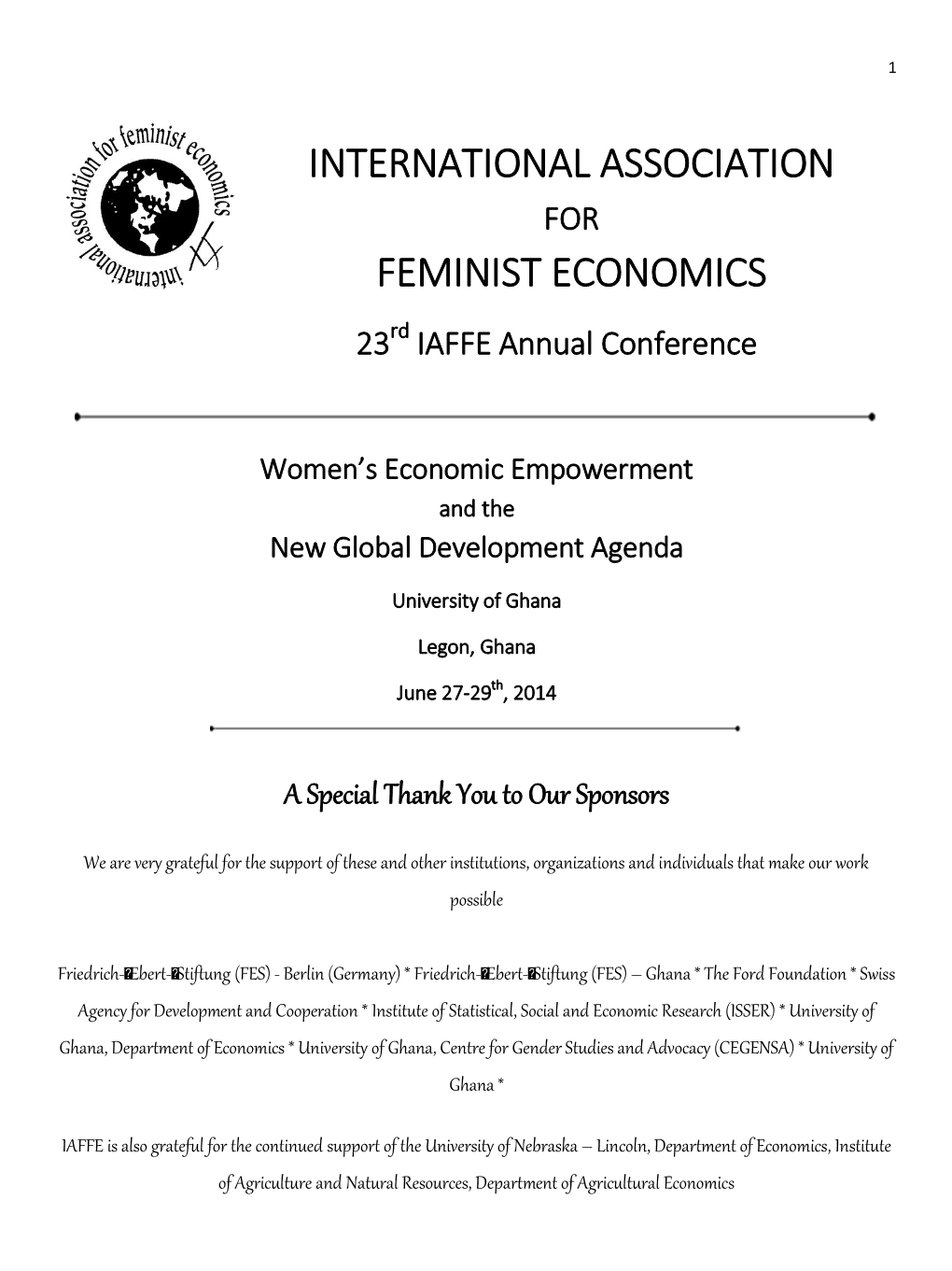 2014 IAFFE Annual Conference Program