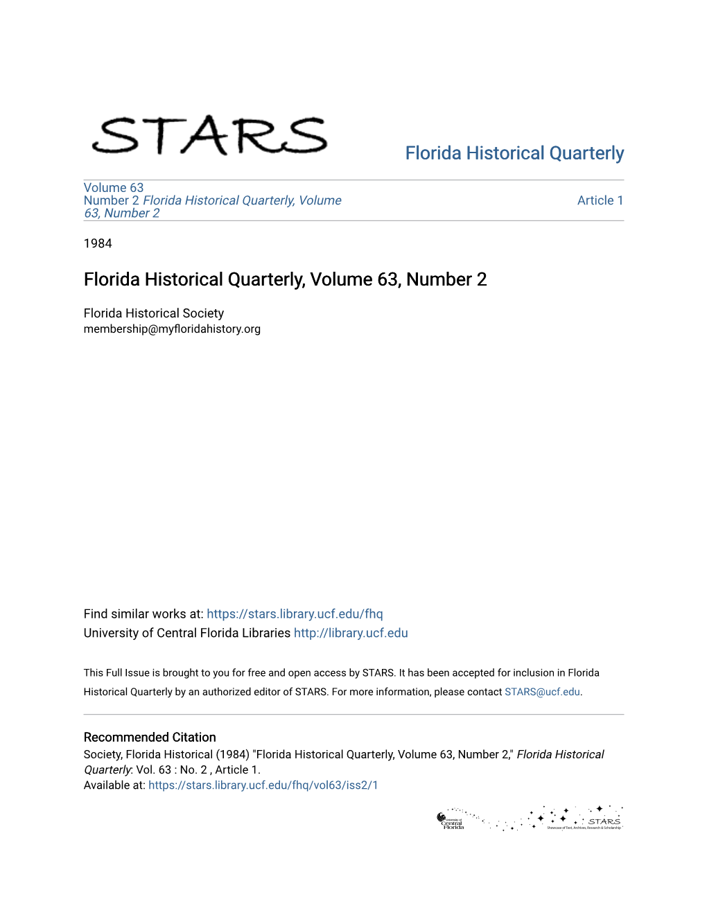 Florida Historical Quarterly, Volume 63, Number 2