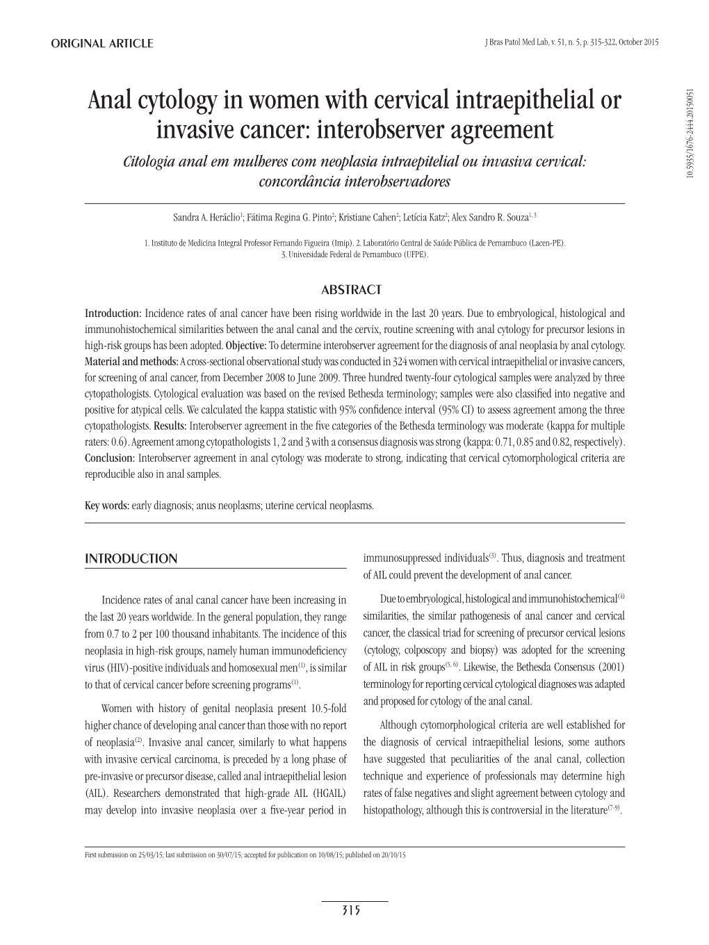 Anal Cytology in Women with Cervical Intraepithelial Or Invasive Cancer