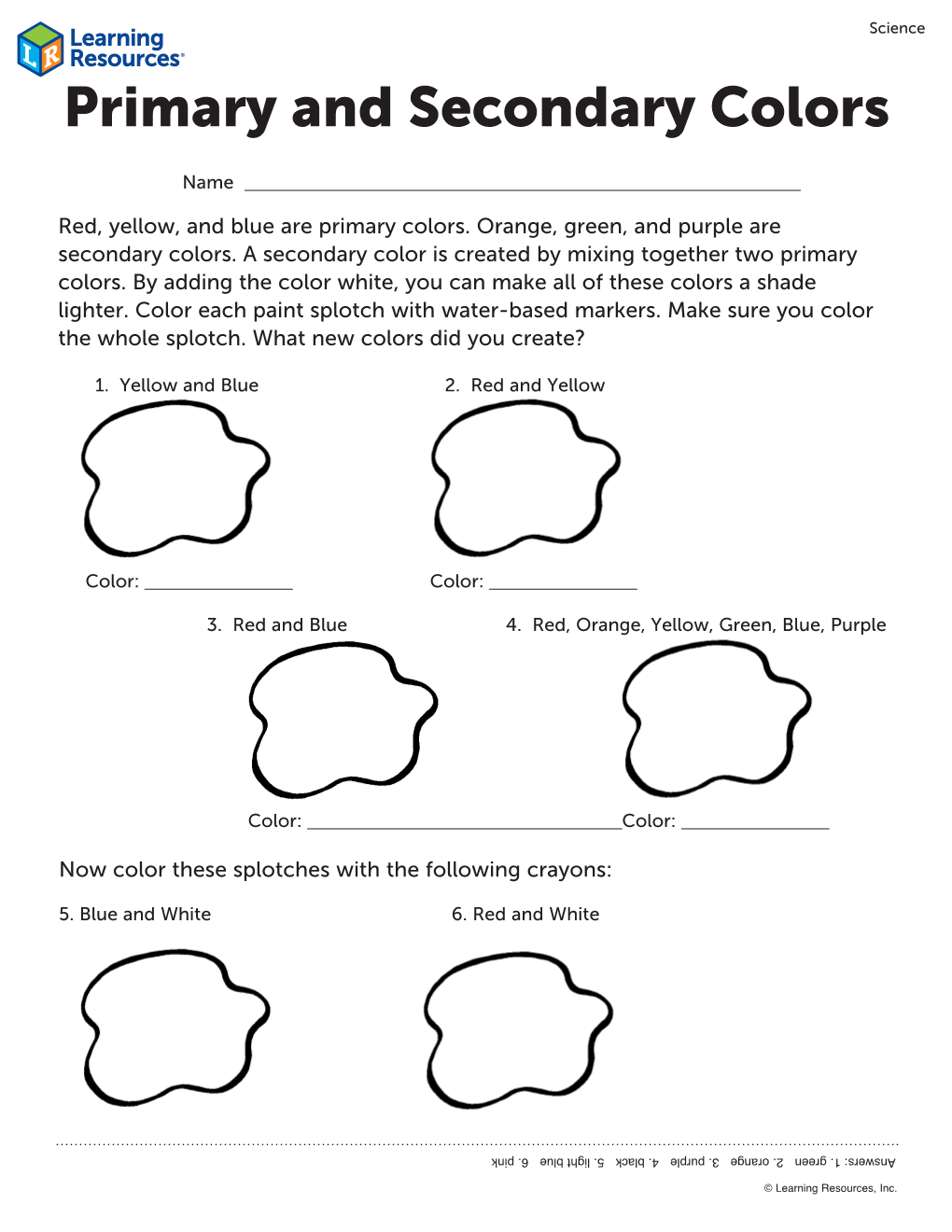 Primary and Secondary Colors Secondary and Primary Science Language Arts Camouflaging Colors