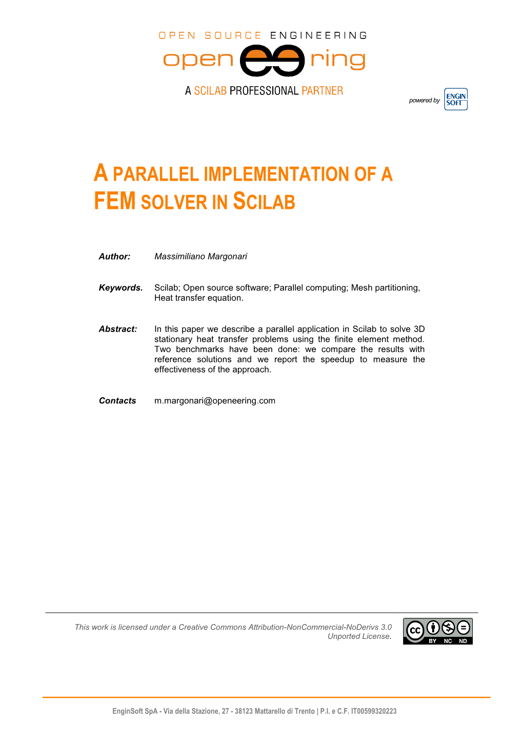 Aparallel Implementation of a Femsolver in Scilab