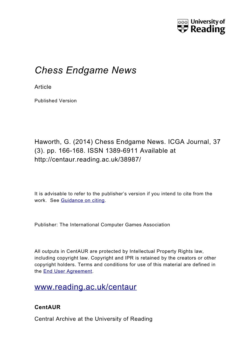 Chess Endgame News