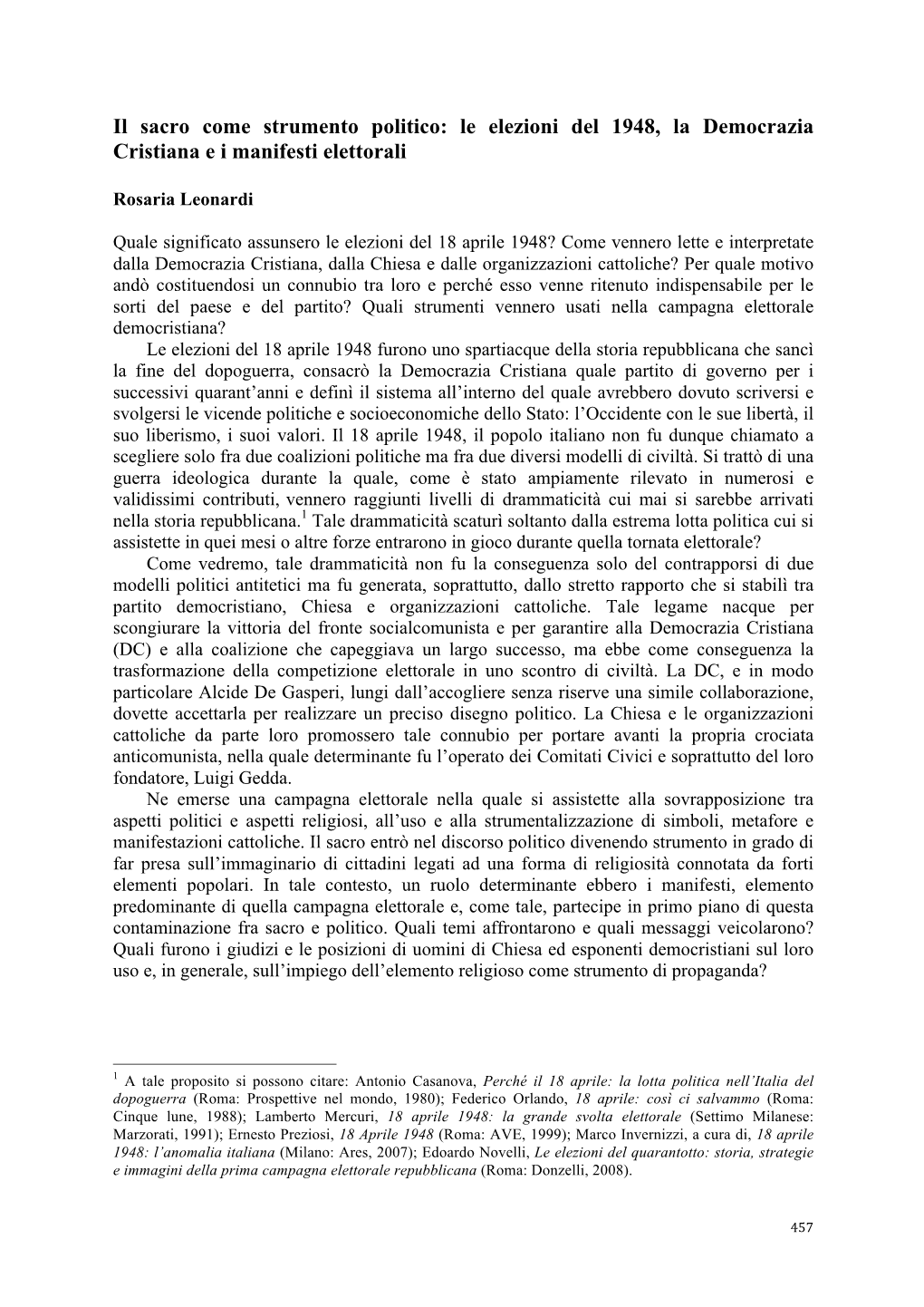 Le Elezioni Del 1948, La Democrazia Cristiana Ei Manifesti Elettorali