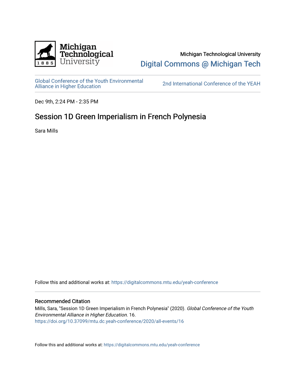 Session 1D Green Imperialism in French Polynesia