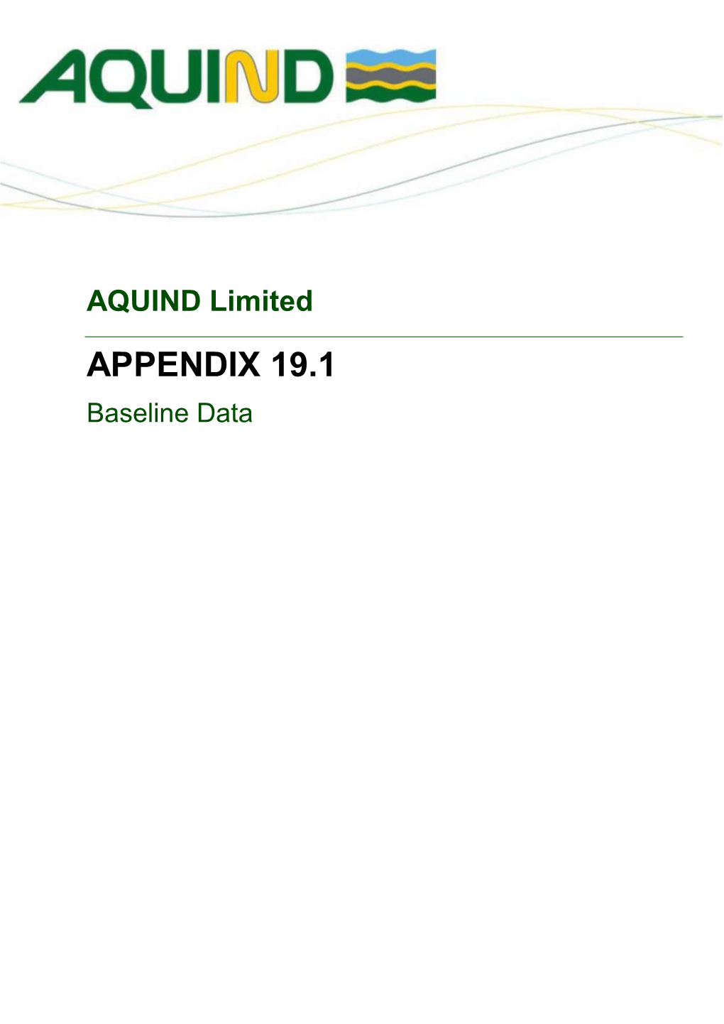 APPENDIX 19.1 Baseline Data