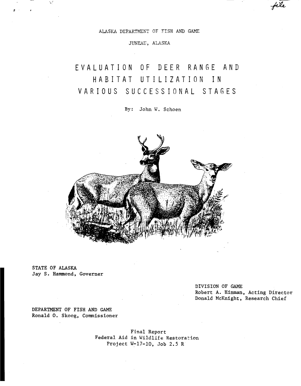 Evaluation of Deer Range and Habitat Utilization in Various Successional Stages