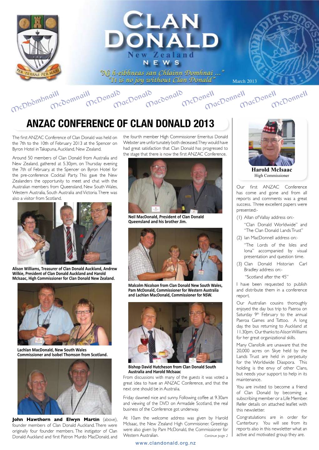Anzac Conference of Clan Donald 2013