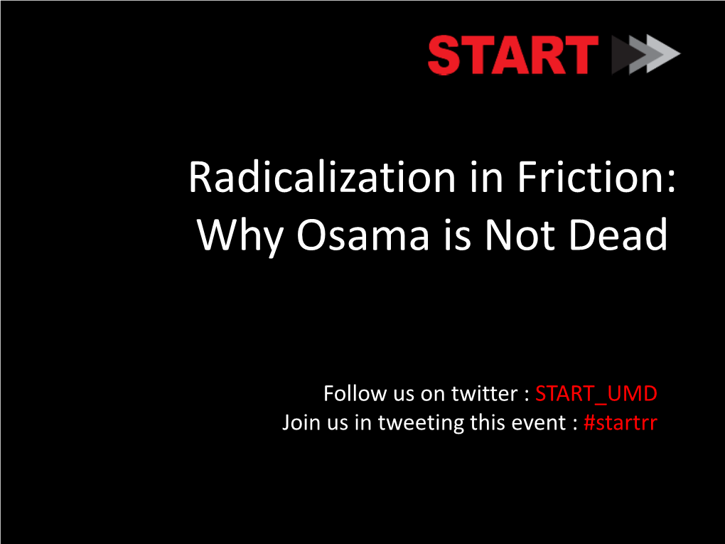 Radicalization in Friction: Why Osama Is Not Dead