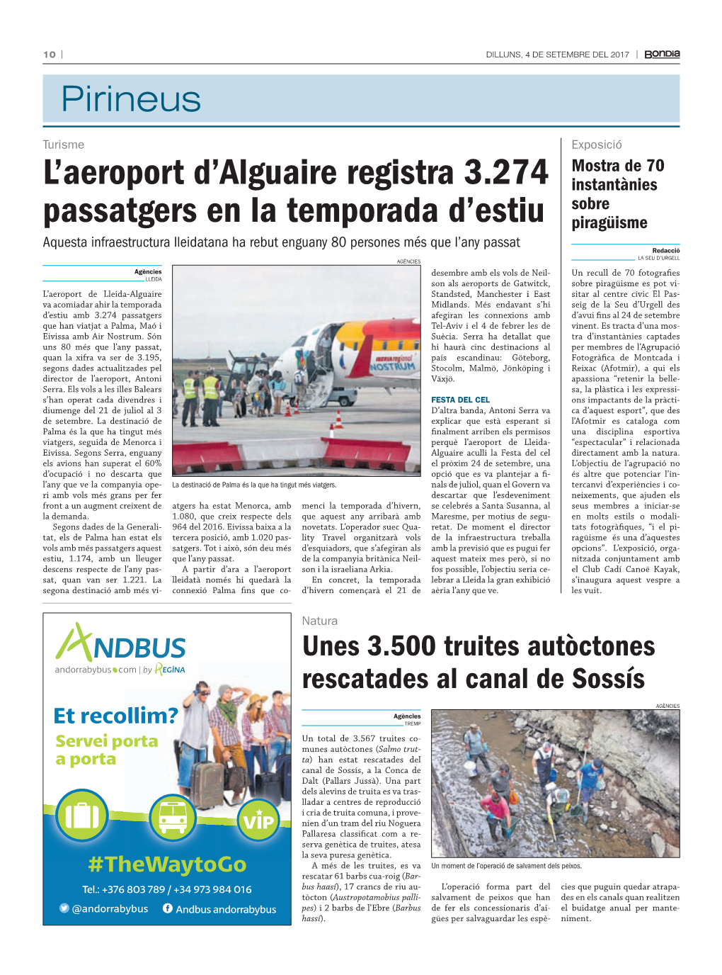 L'aeroport D'alguaire Registra 3.274 Passatgers En La Temporada D'estiu