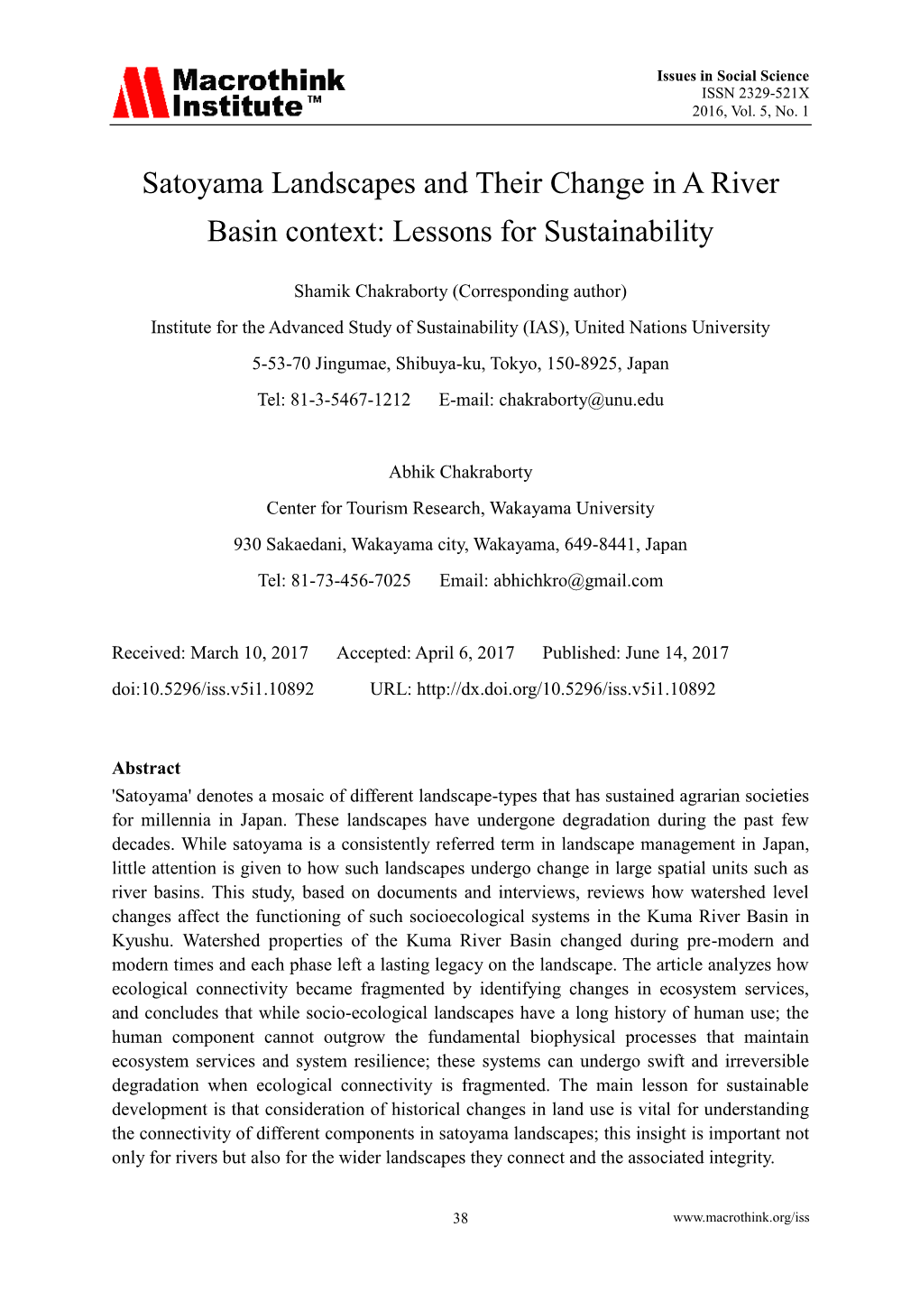 Satoyama Landscapes and Their Change in a River Basin Context: Lessons for Sustainability