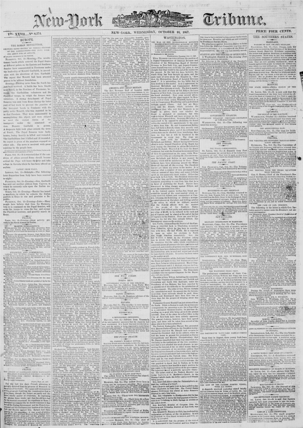 NEW-YORK, WEDNESDAY, OCTOBER 16. 1867. -*«-I«I- «'.Ay