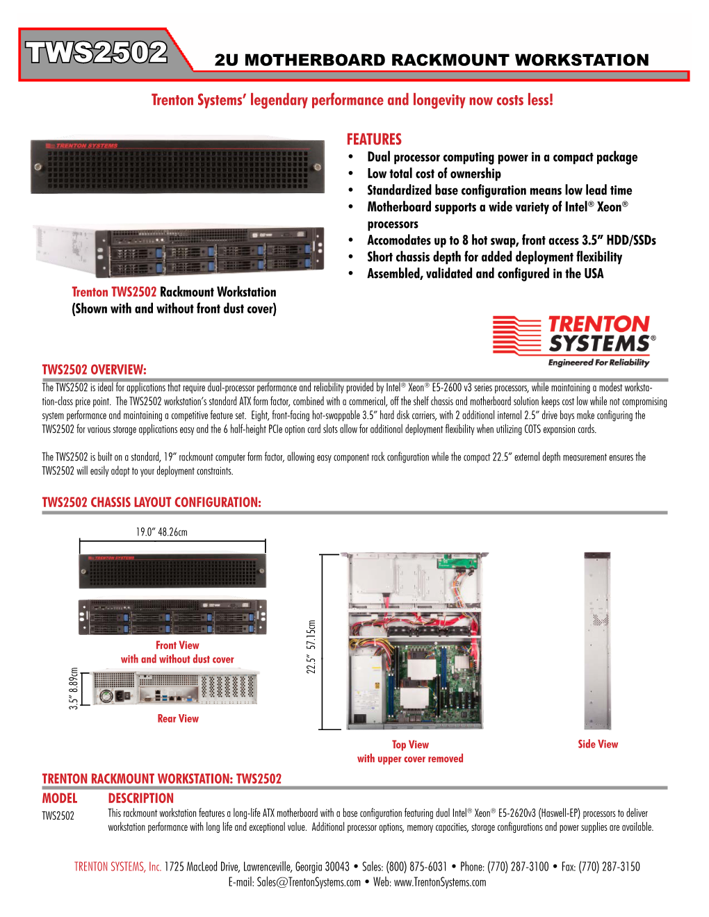 Tws2502 2U Motherboard Rackmount Workstation