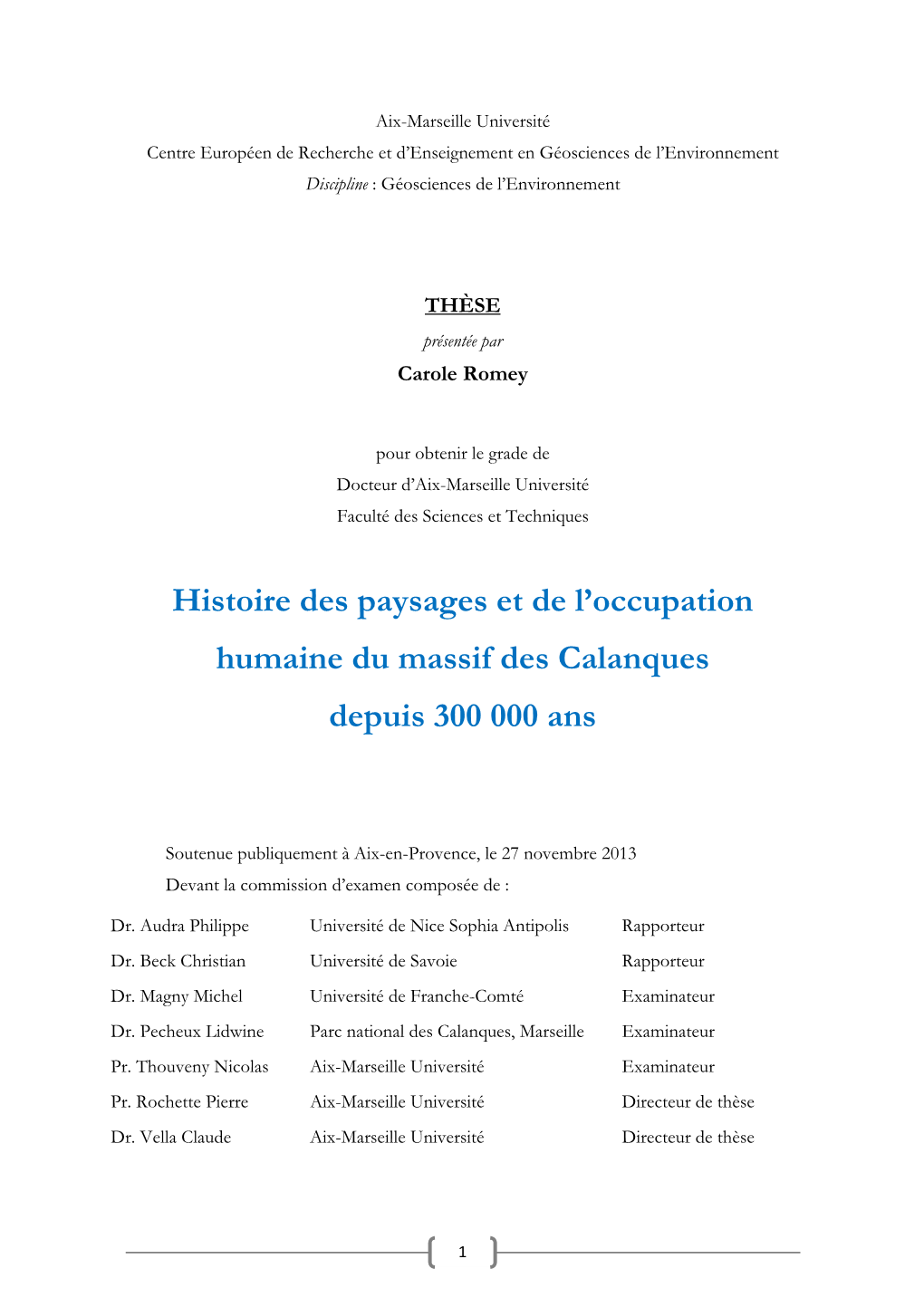 Histoire Des Paysages Et De L'occupation Humaine Du Massif Des