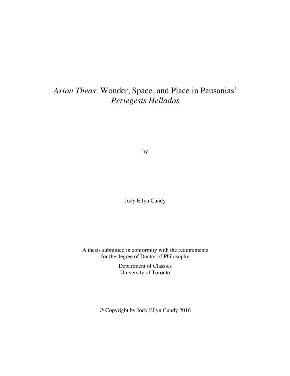 Wonder, Space, and Place in Pausanias' Periegesis