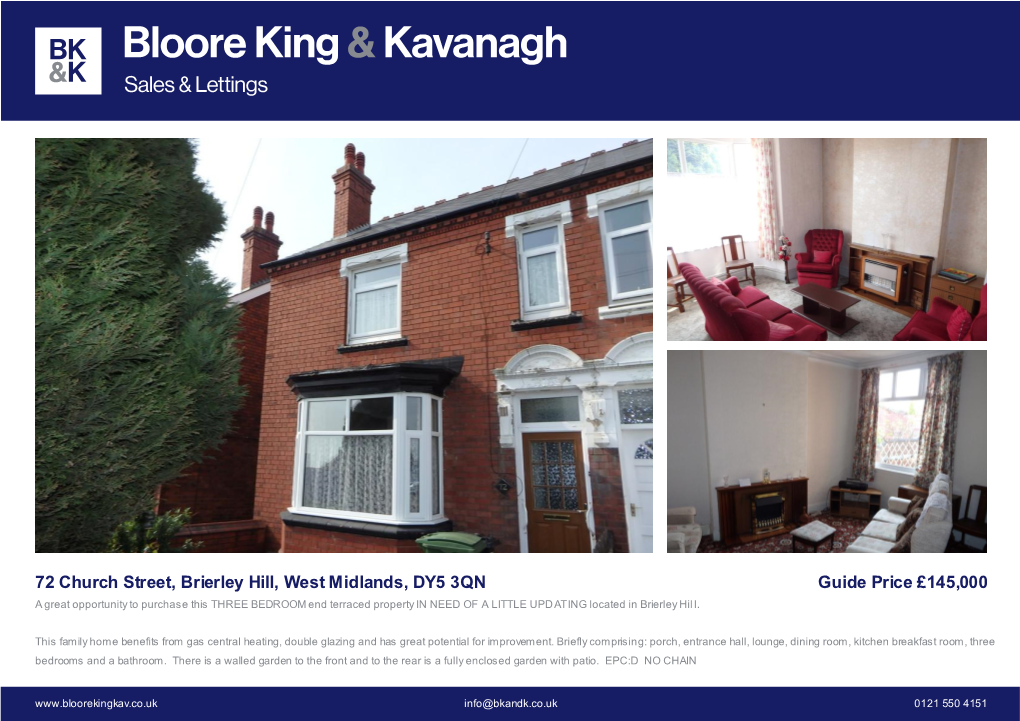 Guide Price £145,000 72 Church Street, Brierley Hill, West Midlands