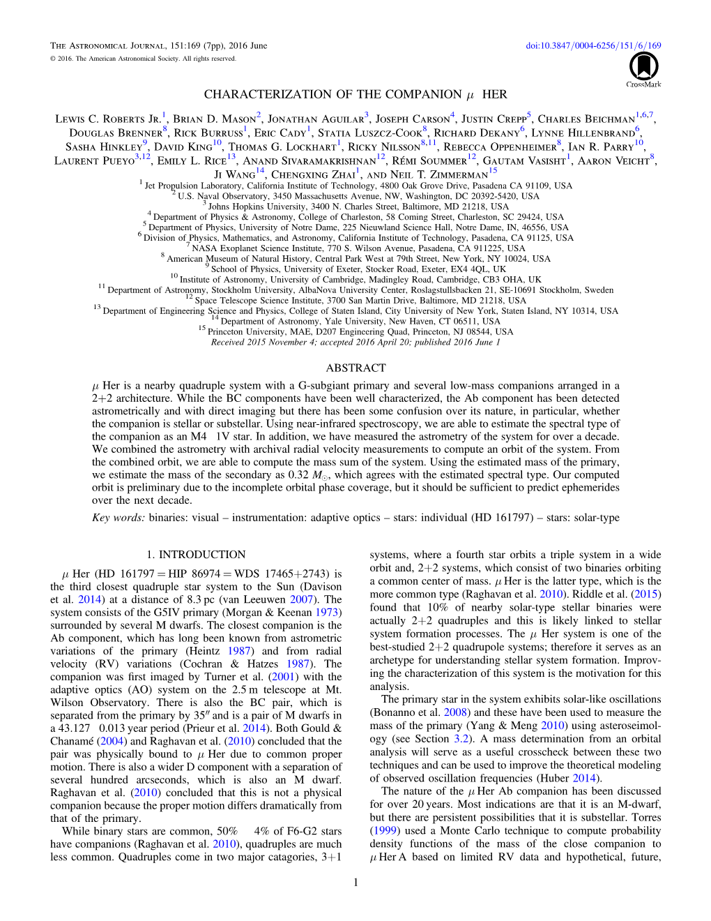 CHARACTERIZATION of the COMPANION Μ HER Lewis C