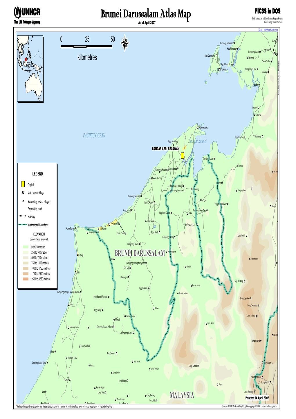 Brunei Darussalam Atlas Map Field Information and Coordination Support Section As of April 2007 Division of Operational Services Email : Mapping@Unhcr.Org