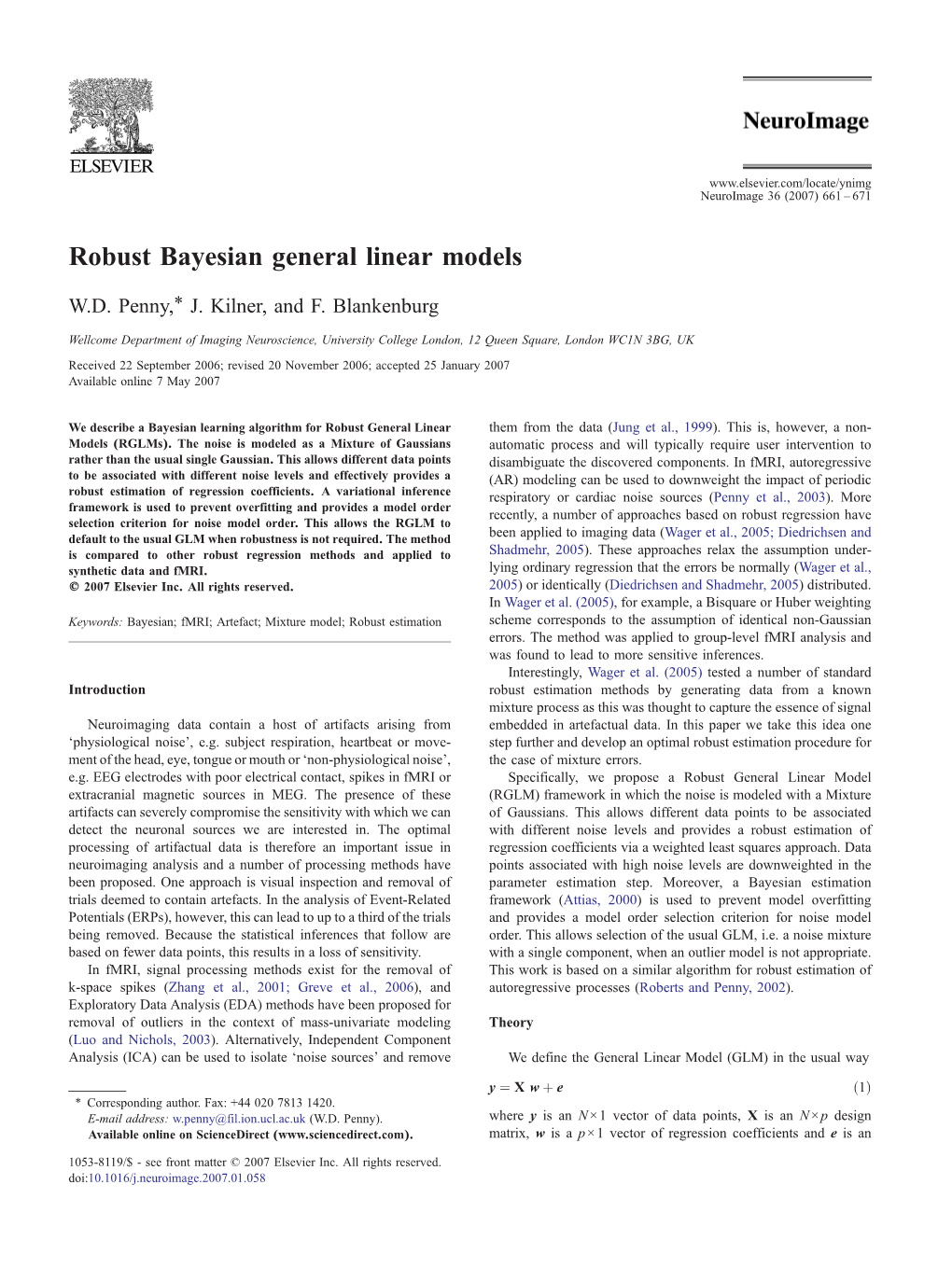 Robust Bayesian General Linear Models ⁎ W.D