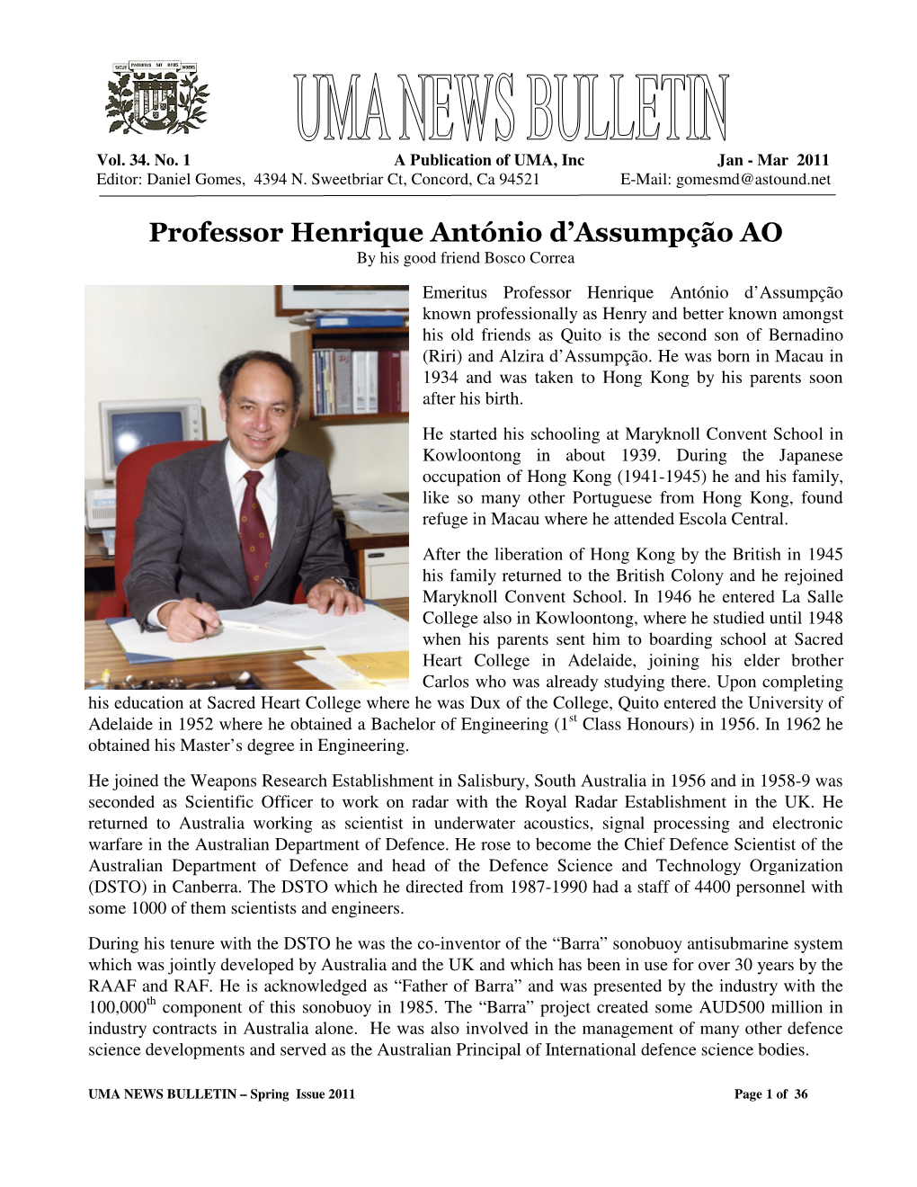 Professor Henrique António D'assumpção AO