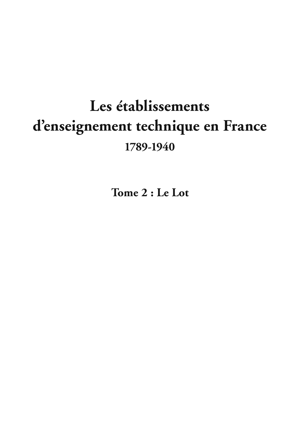 Les Établissements D'enseignement Technique En France