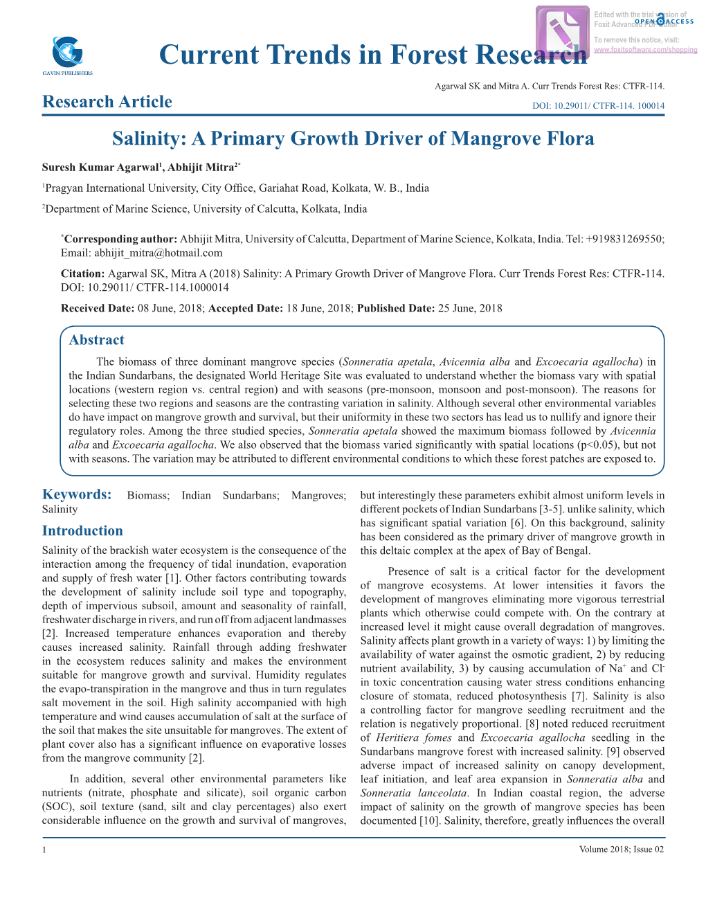 Current Trends in Forest Research