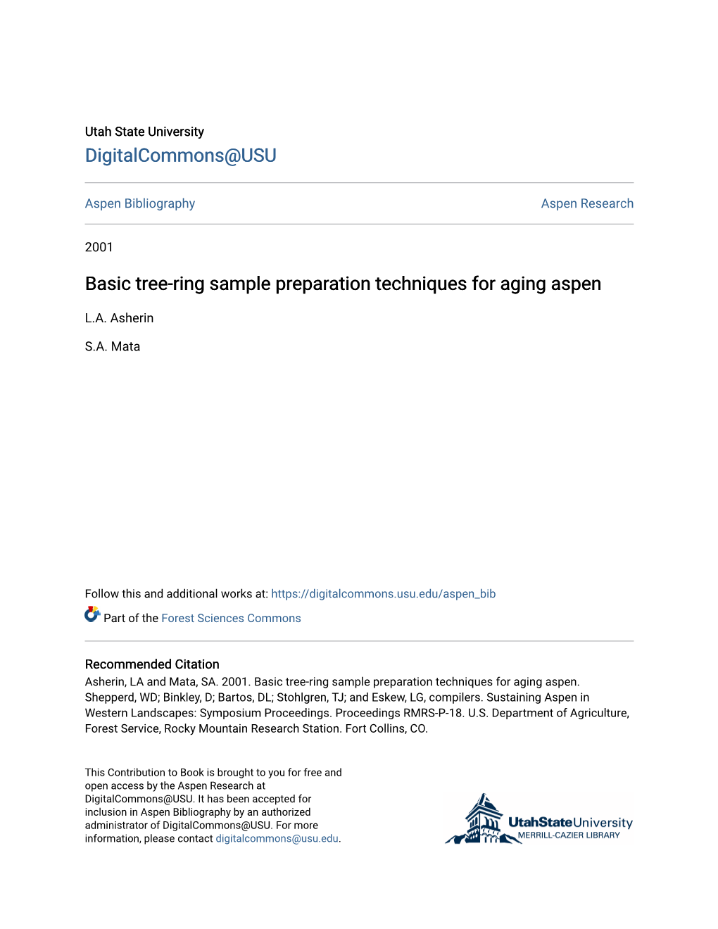 Basic Tree-Ring Sample Preparation Techniques for Aging Aspen