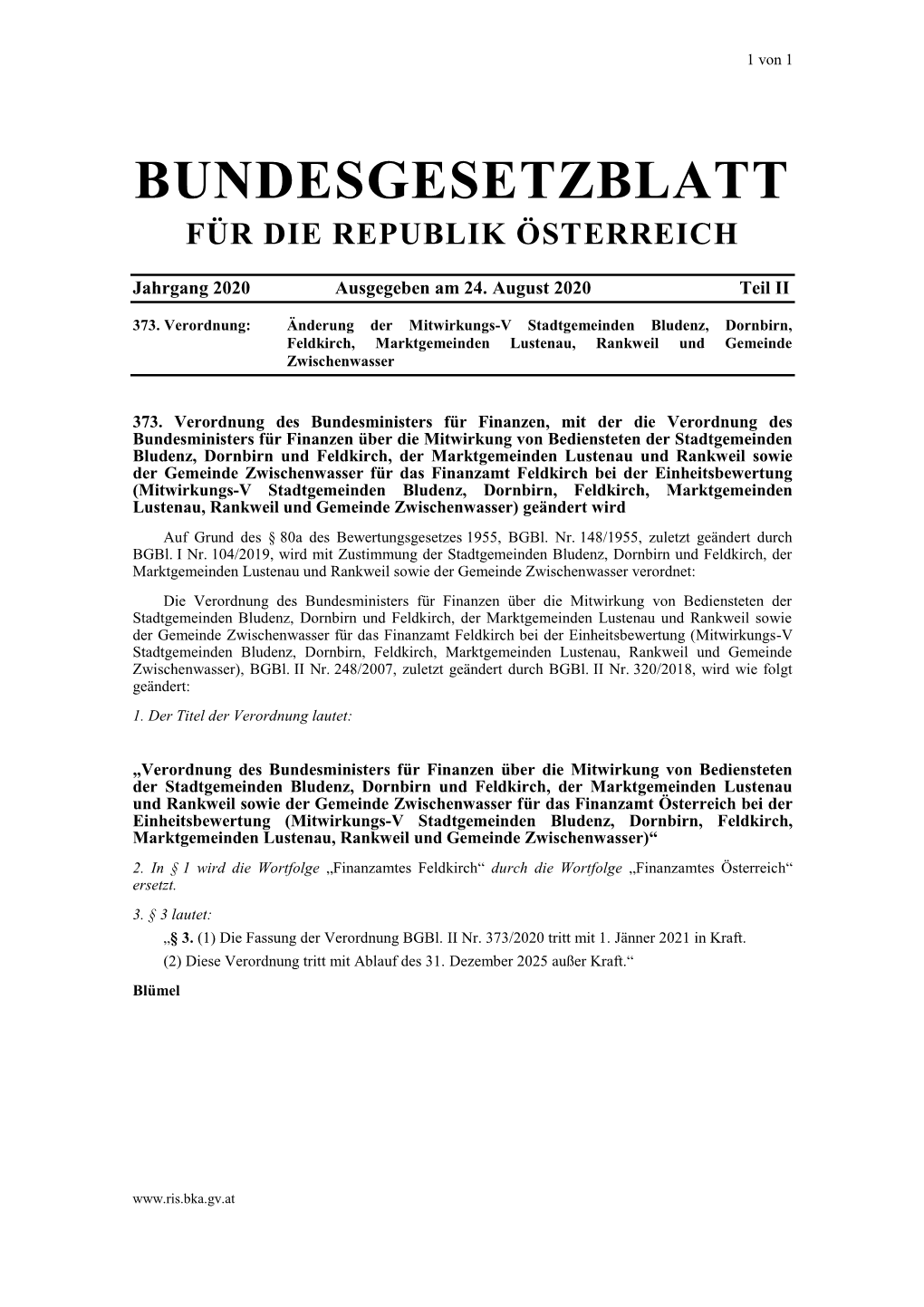 Bundesgesetzblatt Für Die Republik Österreich