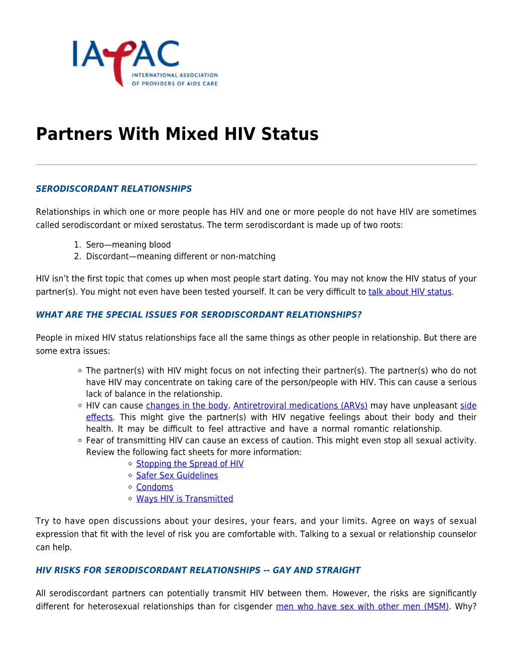 Partners with Mixed HIV Status