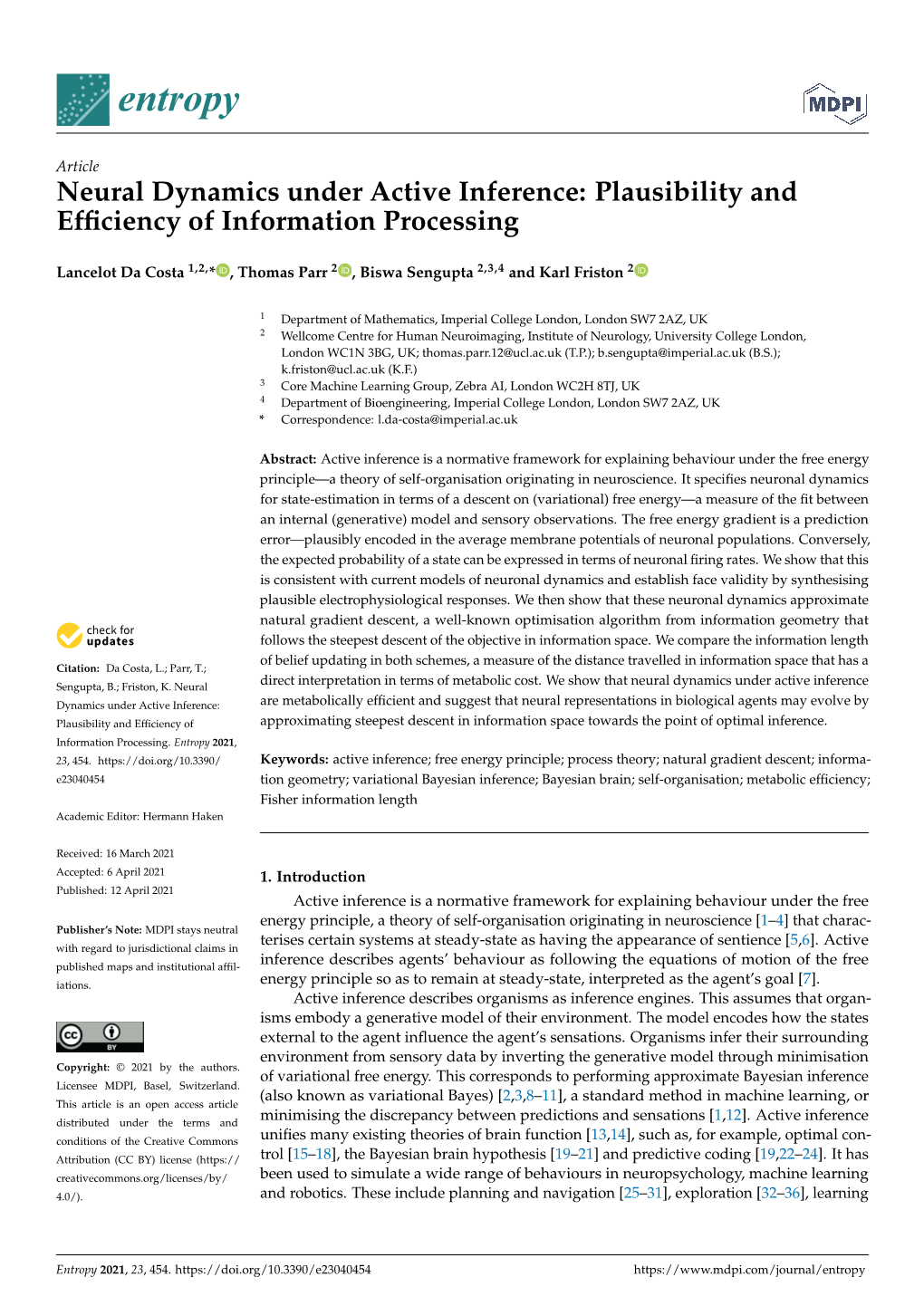 Neural Dynamics Under Active Inference: Plausibility and Efficiency