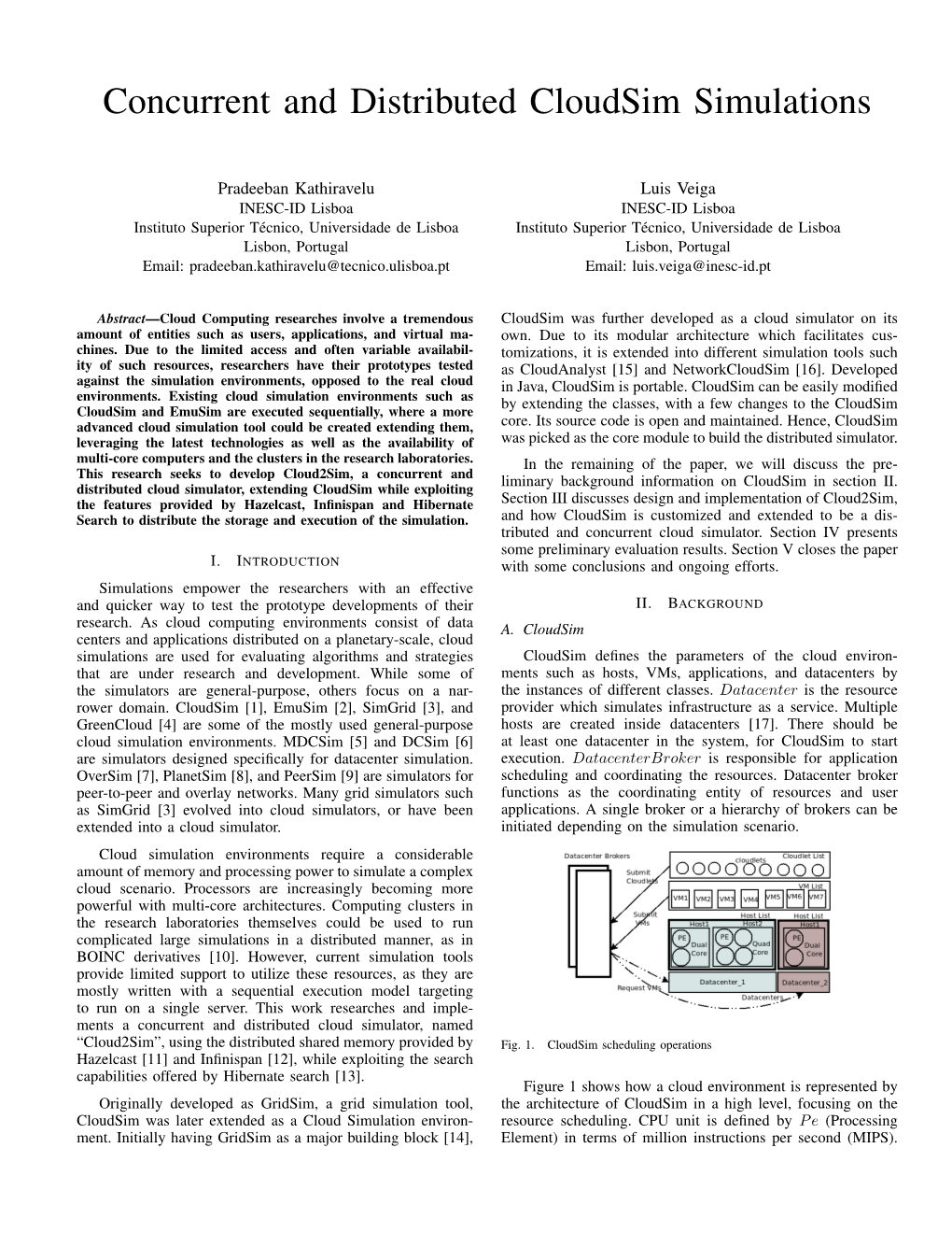 Concurrent and Distributed Cloudsim Simulations