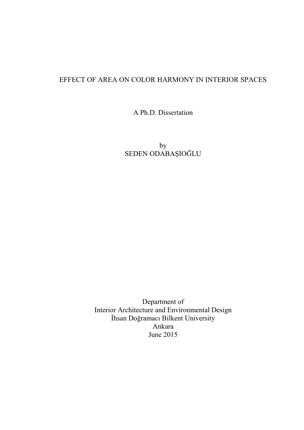 Effect of Area on Color Harmony in Interior Spaces