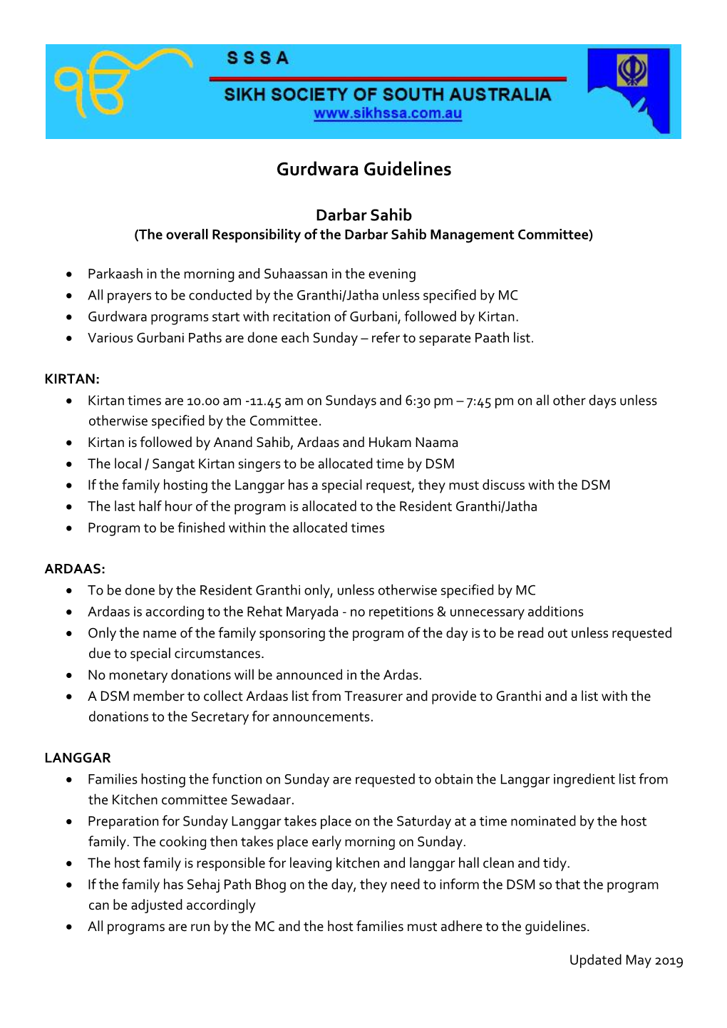 Gurdwara Guidelines