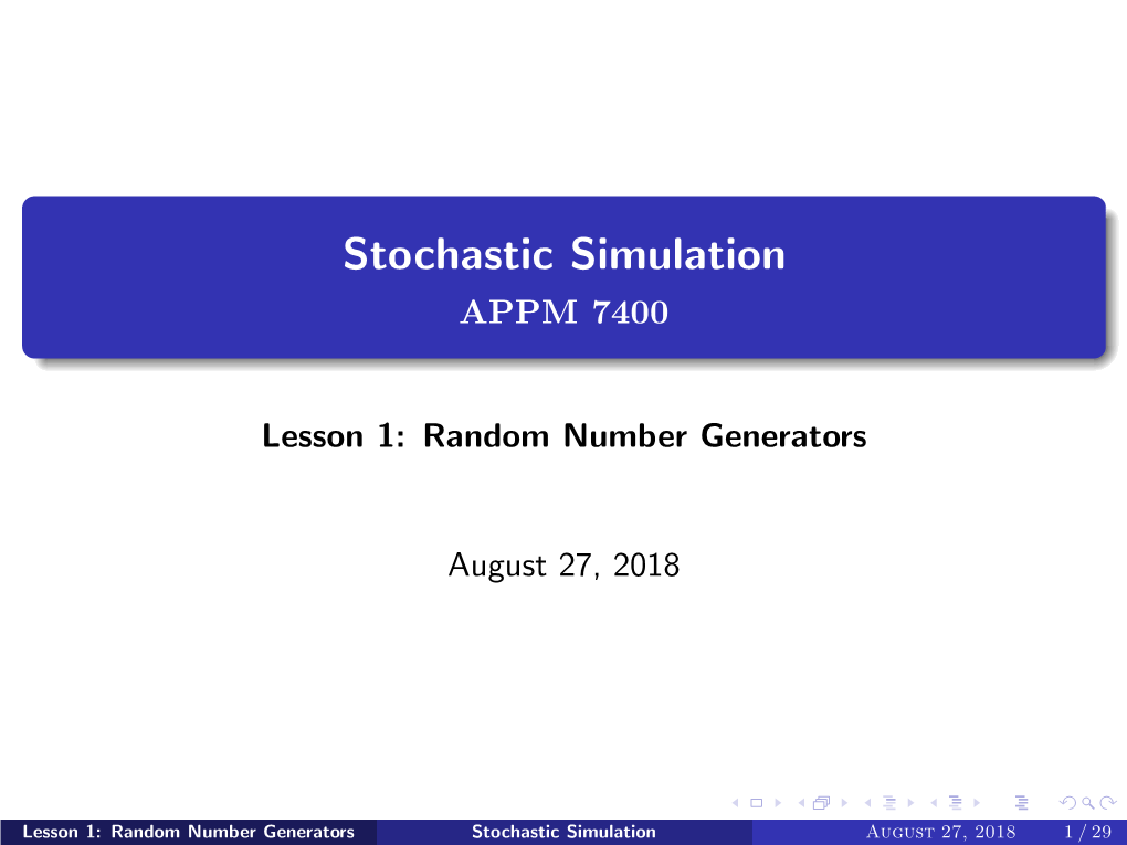 Stochastic Simulation APPM 7400