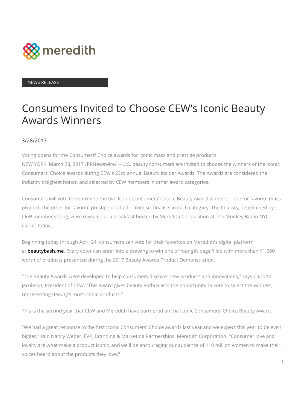 Consumers Invited to Choose CEW's Iconic Beauty Awards Winners