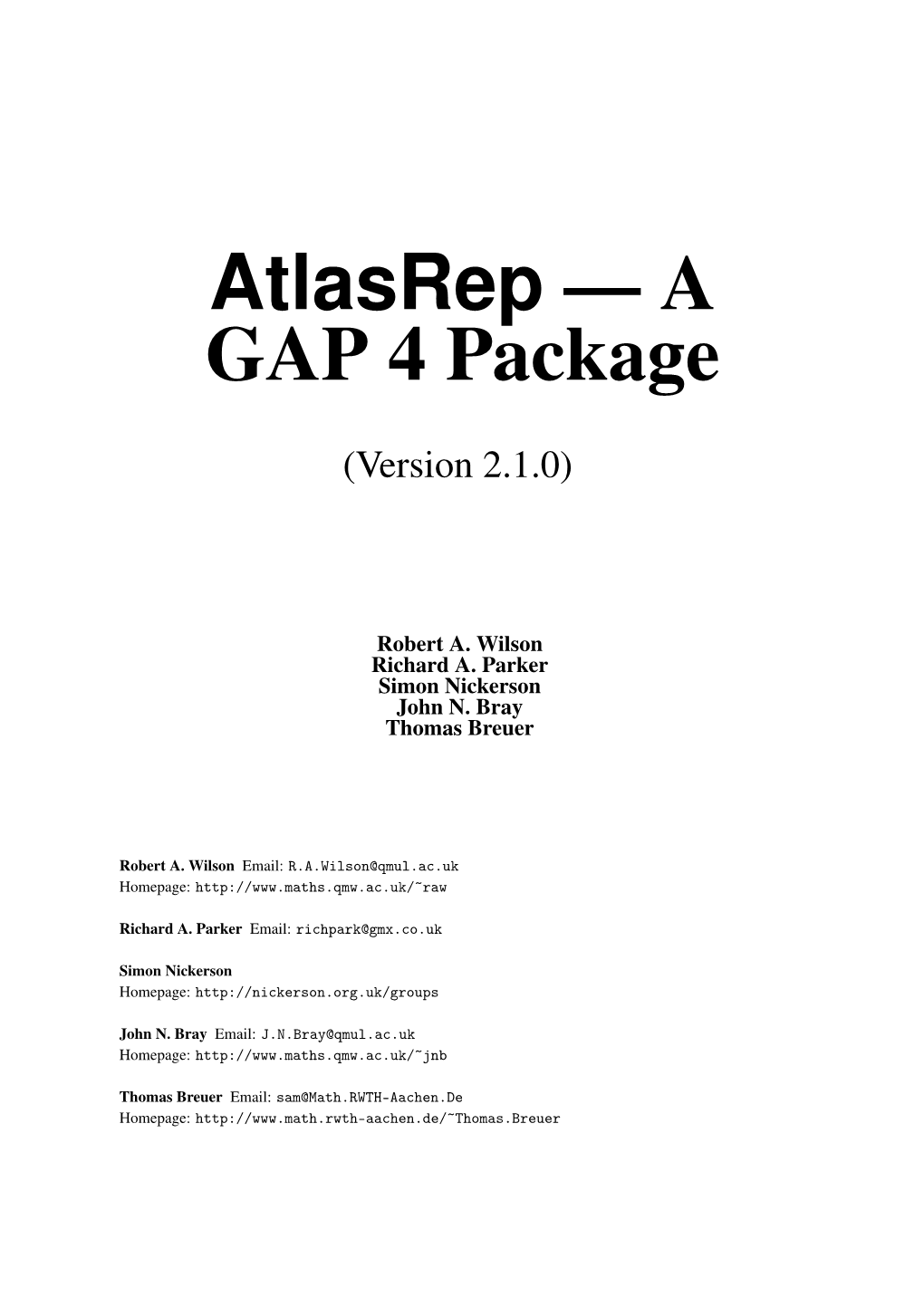 Atlasrep —A GAP 4 Package