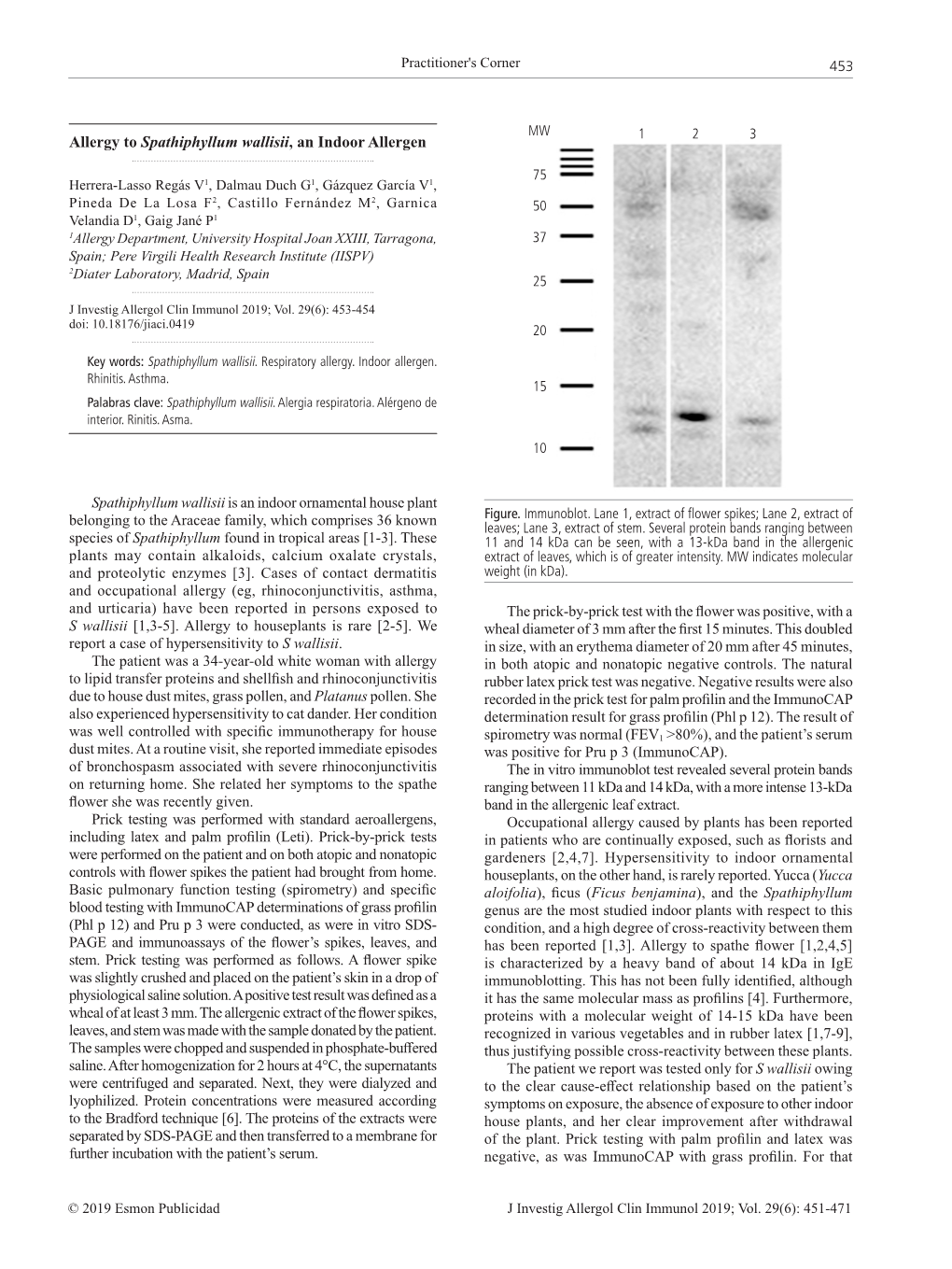 Allergy to Spathiphyllum Wallisii, an Indoor Allergen