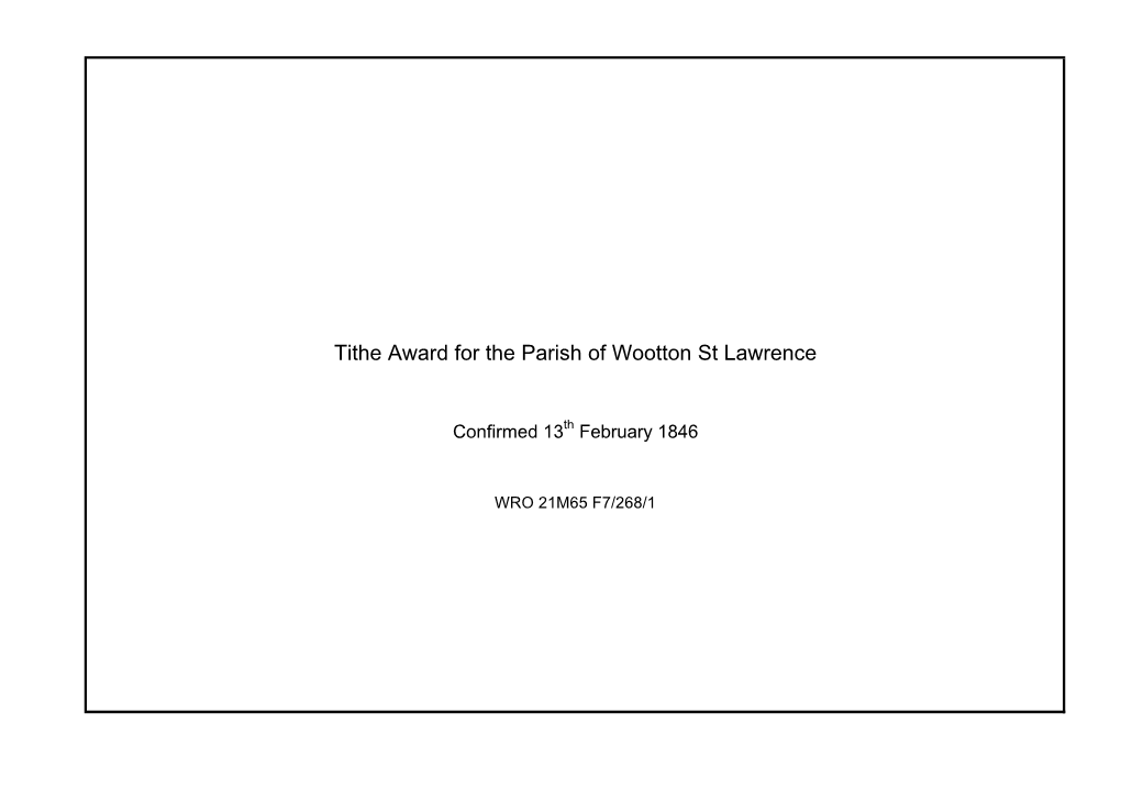 Tithe Award for the Parish of Wootton St Lawrence