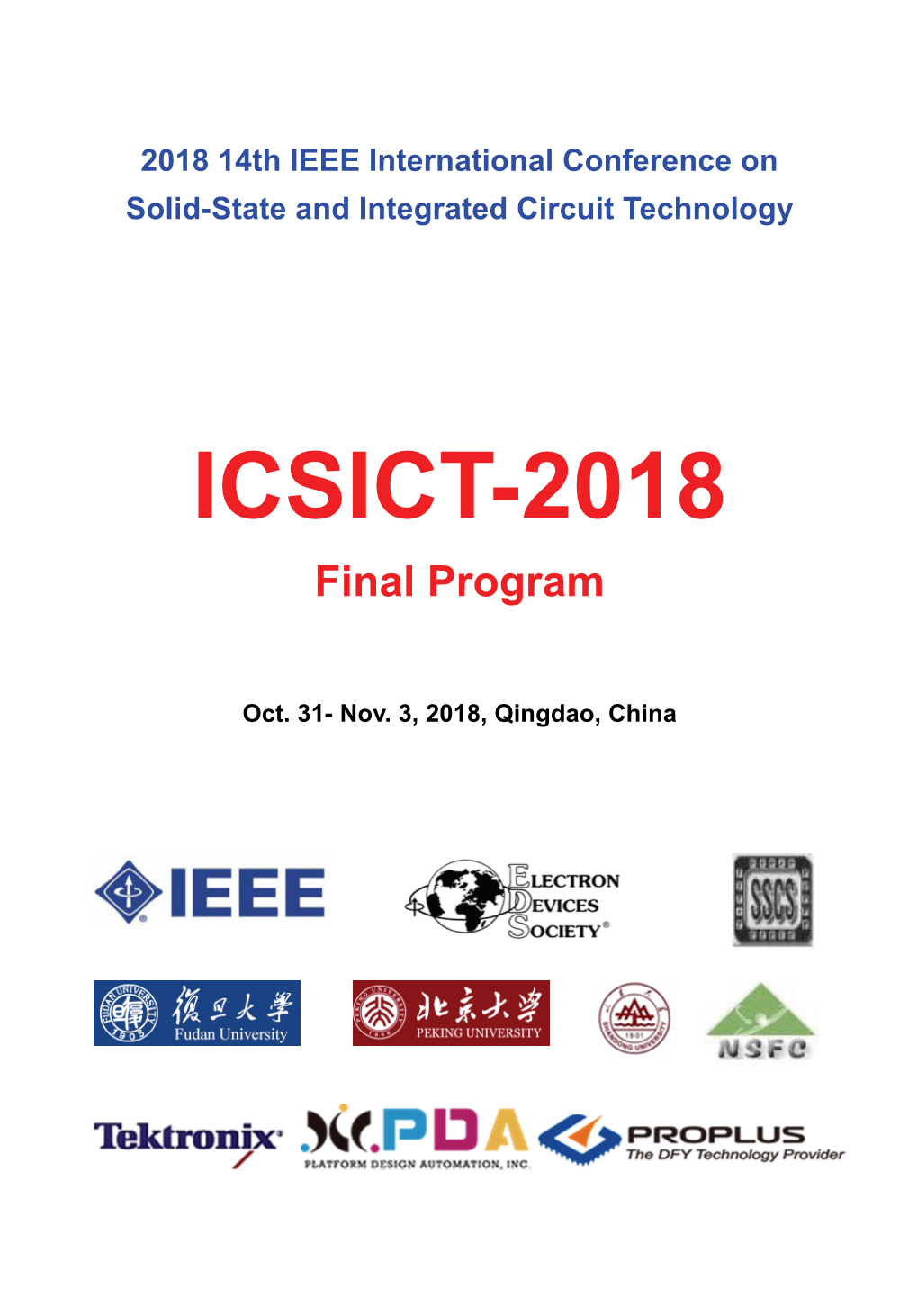 ICSICT-2018 Final Program