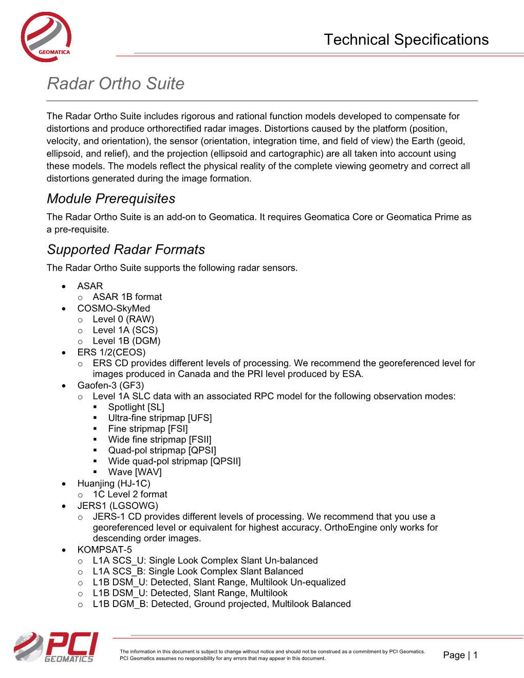 Radar Ortho Suite