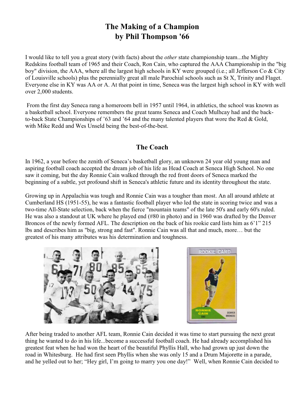 The Making of a Champion by Phil Thompson '66