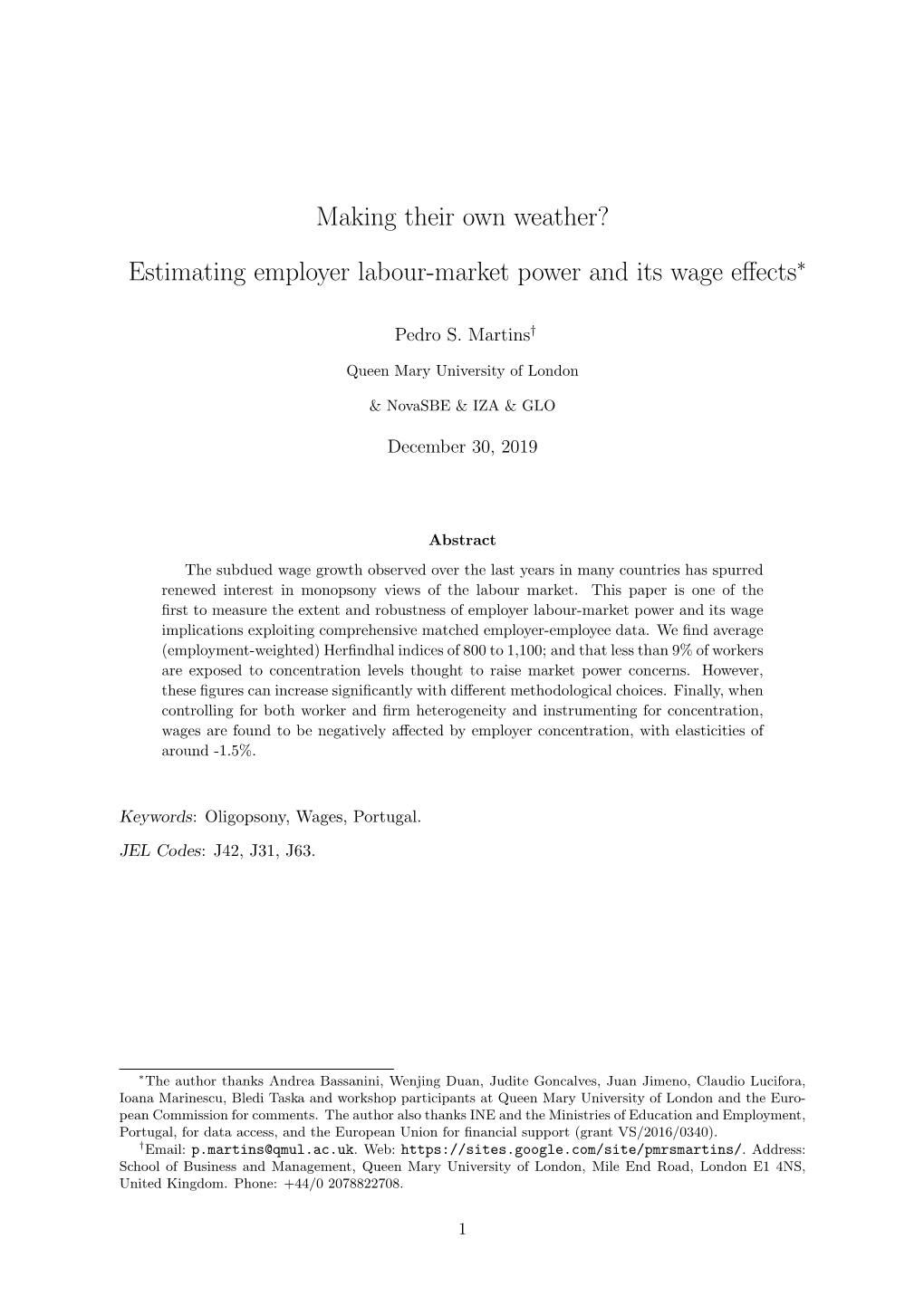 Estimating Employer Labour-Market Power and Its Wage Effects